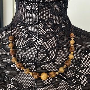 Hand made wooden beads necklace